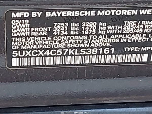 2019 BMW X7 XDRIVE50I