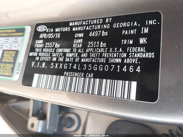 2016 KIA OPTIMA LX