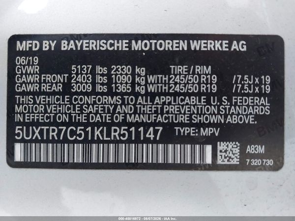 2019 BMW X3 SDRIVE30I