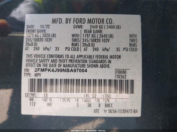 2022 FORD EDGE ST-LINE — I9