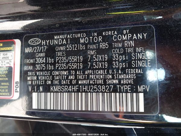 2017 HYUNDAI SANTA FE SE ULTIMATE