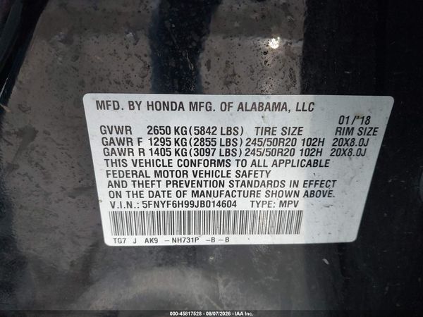 2018 HONDA PILOT TOURING