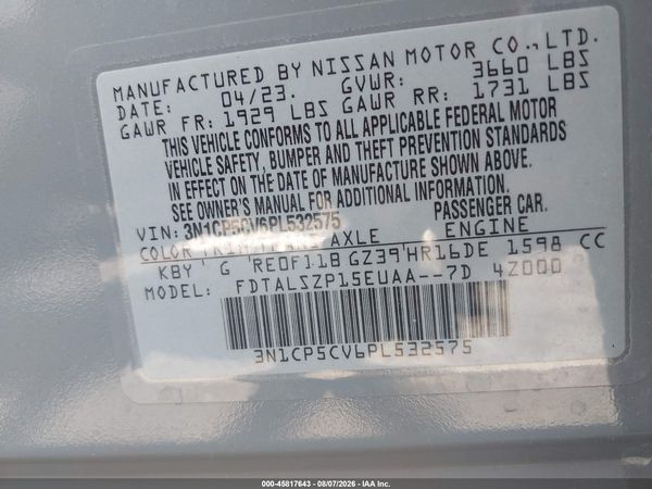 2023 NISSAN KICKS SV XTRONIC CVT