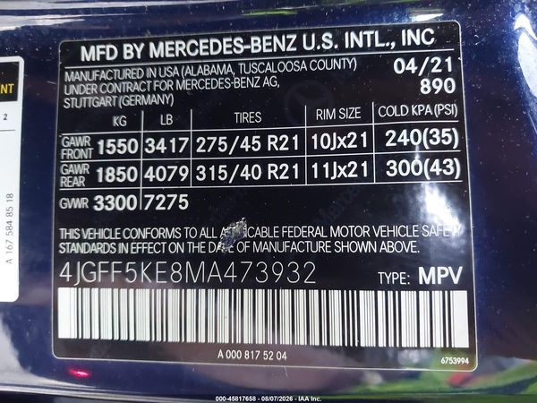 2021 MERCEDES-BENZ GLS 450 4MATIC