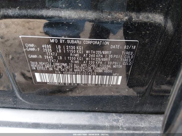 2018 SUBARU OUTBACK 2.5I PREMIUM