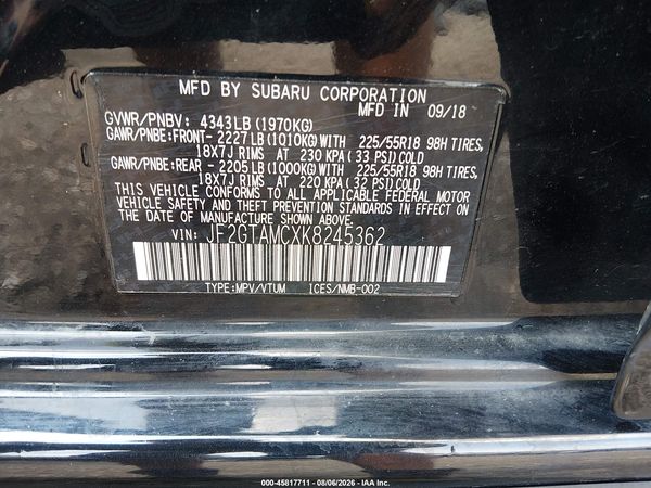 2019 SUBARU CROSSTREK 2.0I LIMITED