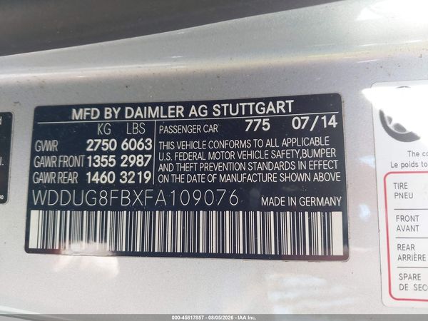 2015 MERCEDES-BENZ S 550 4MATIC