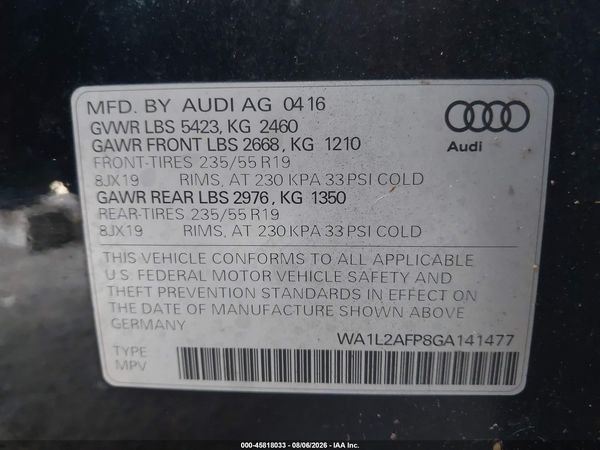2016 AUDI Q5 2.0T PREMIUM
