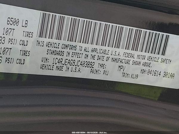 2018 JEEP GRAND CHEROKEE ALTITUDE 4X2