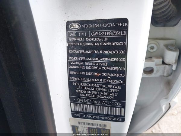 2012 LAND ROVER RANGE ROVER HSE
