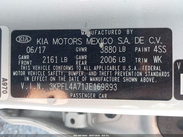 2018 KIA FORTE LX