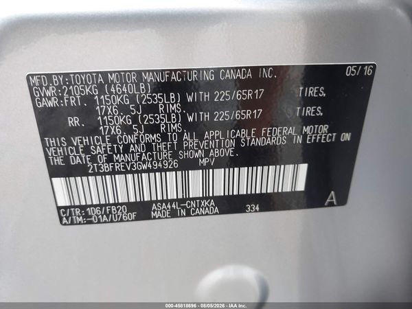 2016 TOYOTA RAV4 LE