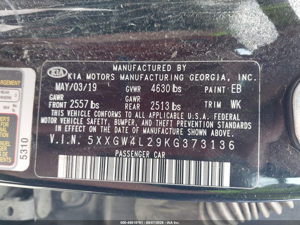 2019 KIA OPTIMA SX TURBO
