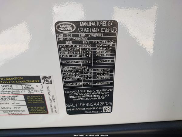 2025 LAND ROVER RANGE ROVER SPORT P530 AUTOBIOGRAPHY