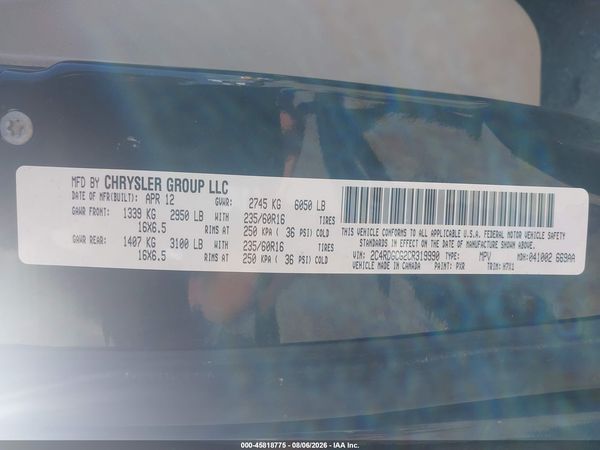 2012 DODGE GRAND CARAVAN SXT