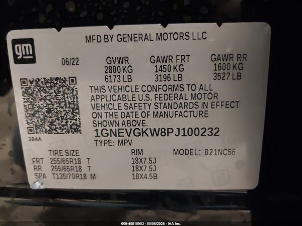2023 CHEVROLET TRAVERSE AWD LT CLOTH — I9