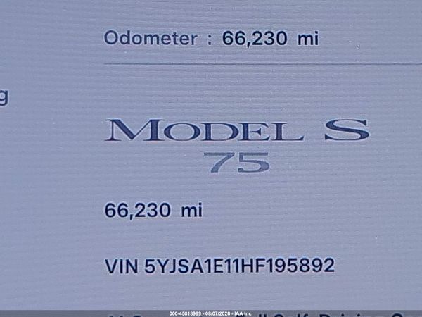 2017 TESLA MODEL S 60/75