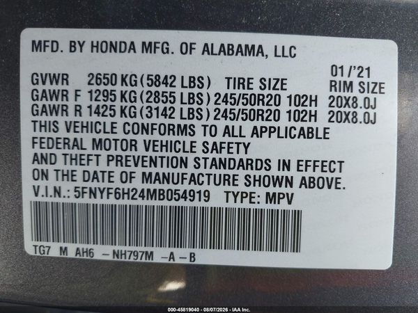 2021 HONDA PILOT AWD SPECIAL EDITION