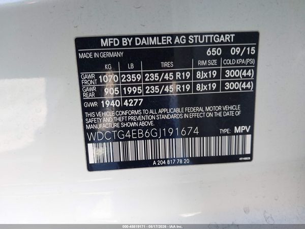 2016 MERCEDES-BENZ GLA 250 GLA250