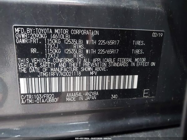 2019 TOYOTA RAV4 LE