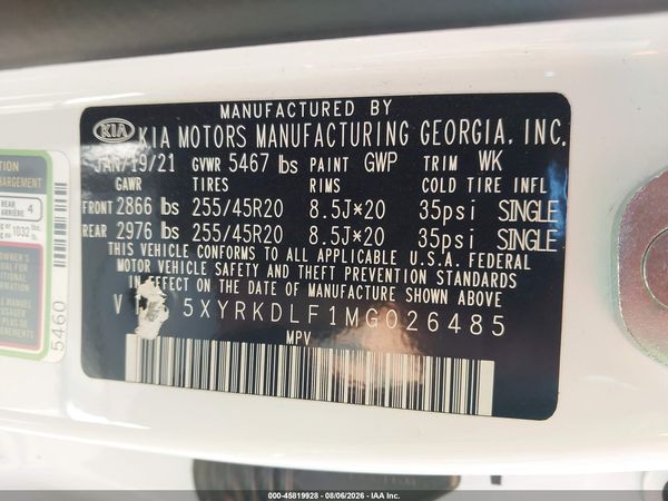 2021 KIA SORENTO SX