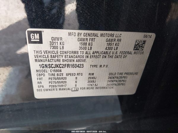 2015 CHEVROLET SUBURBAN LT — I9