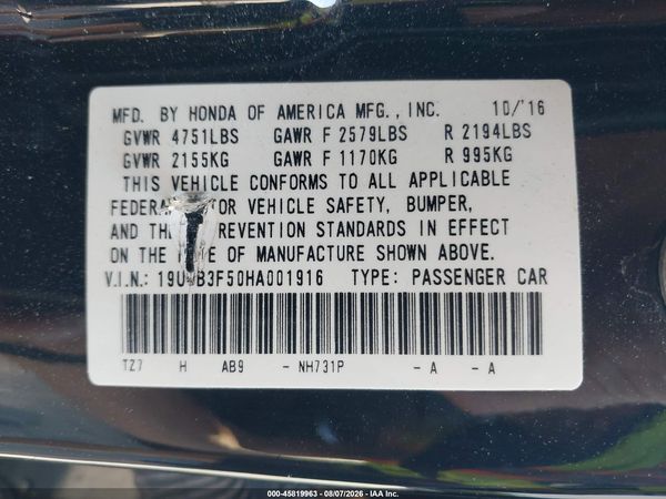 2017 ACURA TLX TECHNOLOGY PACKAGE
