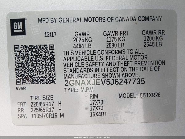 2018 CHEVROLET EQUINOX LT — I9