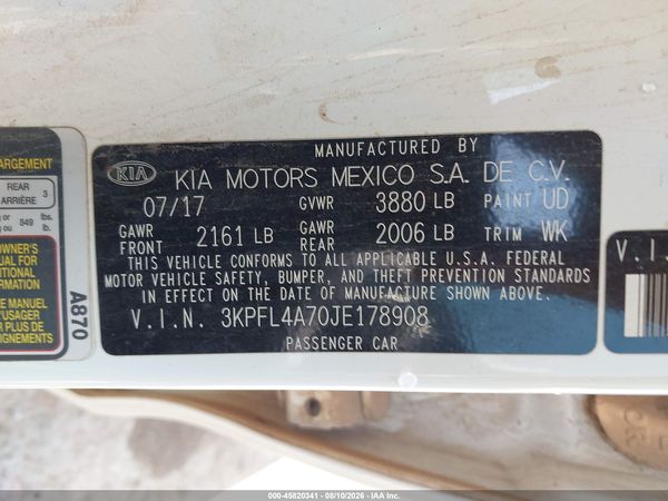 2018 KIA FORTE S