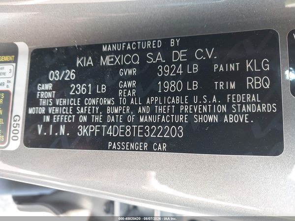 2026 KIA K4 LXS