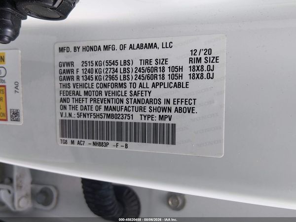 2021 HONDA PILOT 2WD EX-L