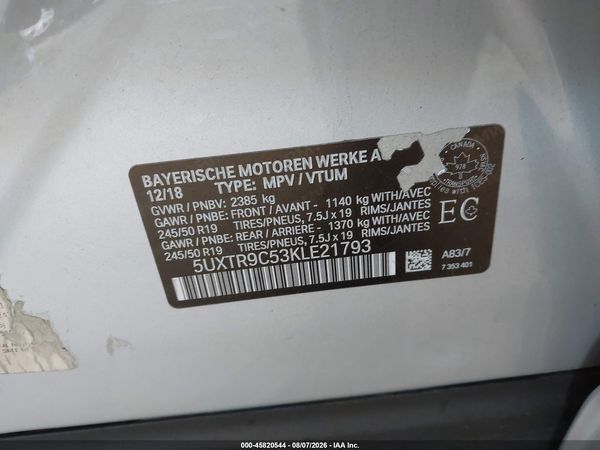 2019 BMW X3 XDRIVE30I