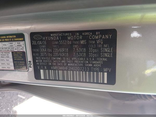 2017 HYUNDAI SANTA FE SE