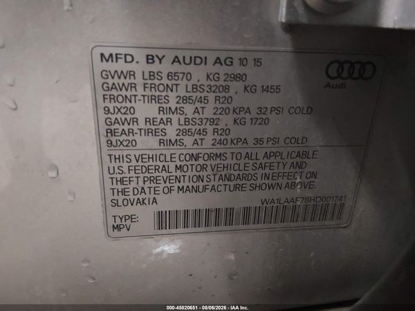 2017 AUDI Q7 3.0T PREMIUM