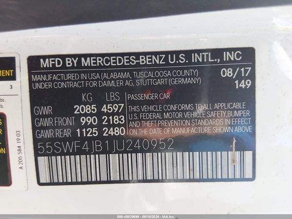 2018 MERCEDES-BENZ C 300 C300