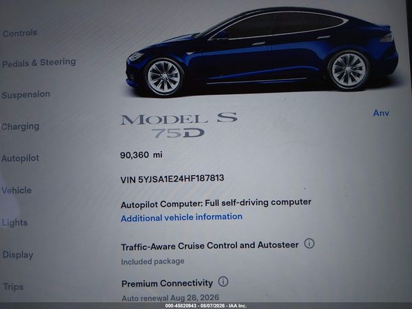 2017 TESLA MODEL S 100D/60D/75D/90D/P100D — I118