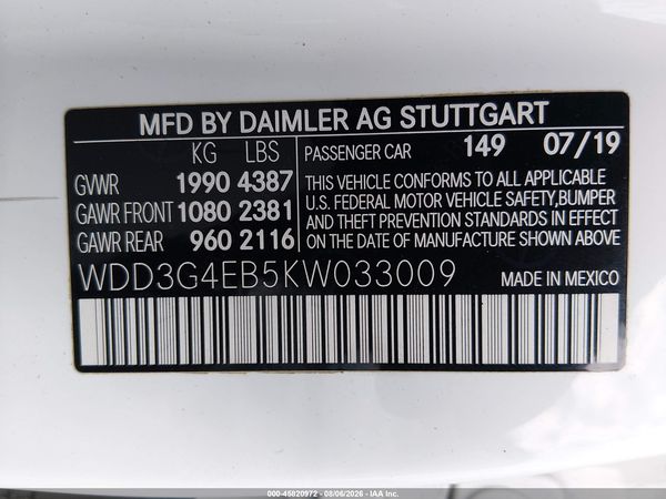 2019 MERCEDES-BENZ A 220 A220