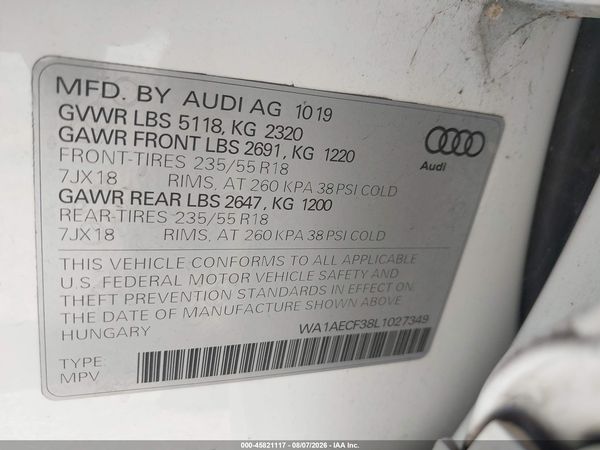 2020 AUDI Q3 — I9