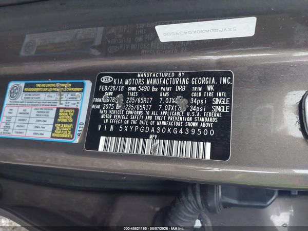 2019 KIA SORENTO 2.4L LX