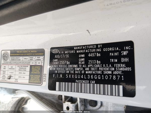 2016 KIA OPTIMA EX