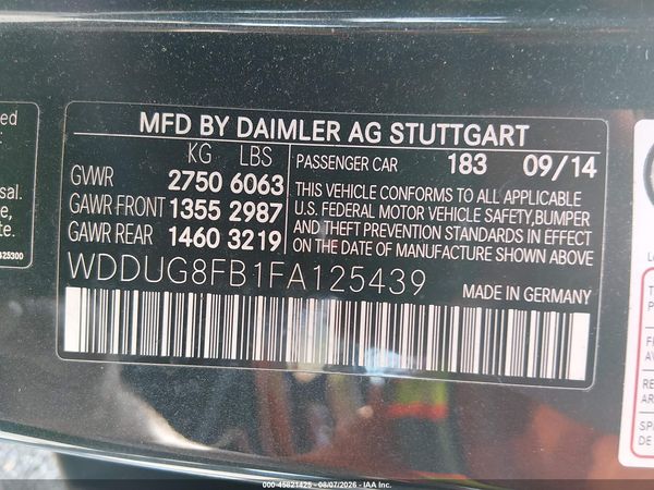 2015 MERCEDES-BENZ S 550 4MATIC