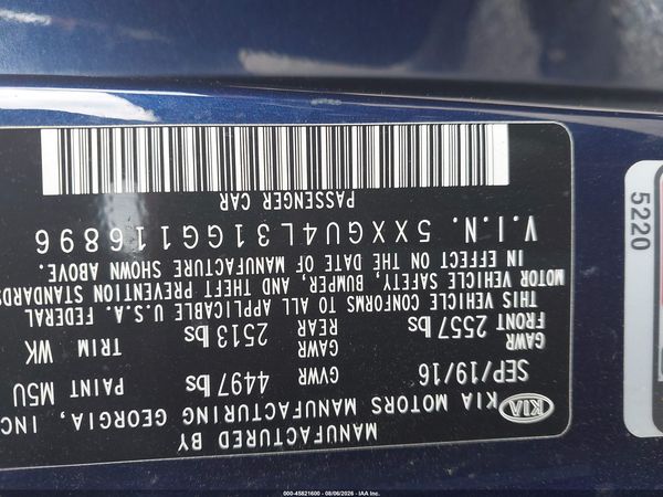 2016 KIA OPTIMA EX