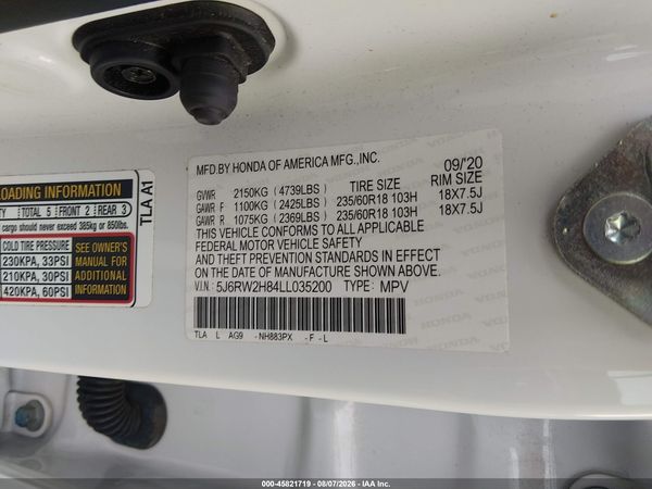 2020 HONDA CR-V AWD EX-L