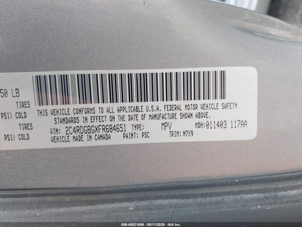 2015 DODGE GRAND CARAVAN SE PLUS — I9