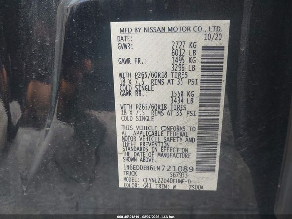 2020 NISSAN FRONTIER SV 4X4