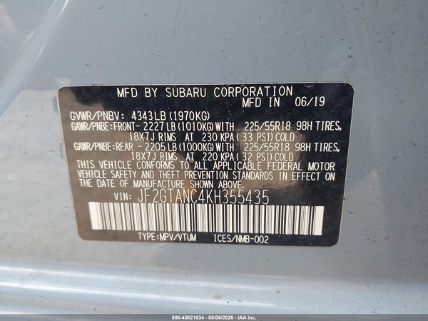 2019 SUBARU CROSSTREK 2.0I LIMITED