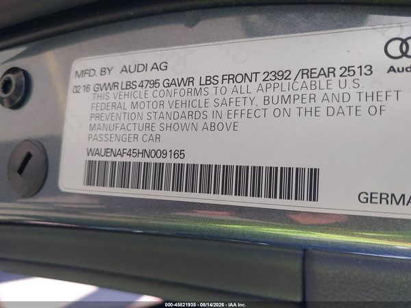 2017 AUDI A4 PREMIUM PLUS