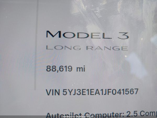 2018 TESLA MODEL 3 LONG RANGE/MID RANGE