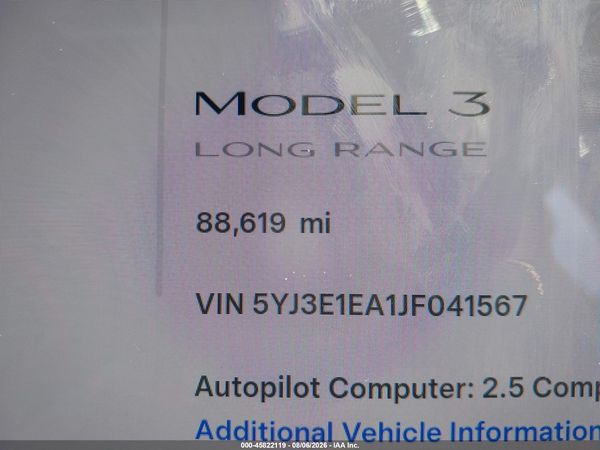 2018 TESLA MODEL 3 LONG RANGE/MID RANGE