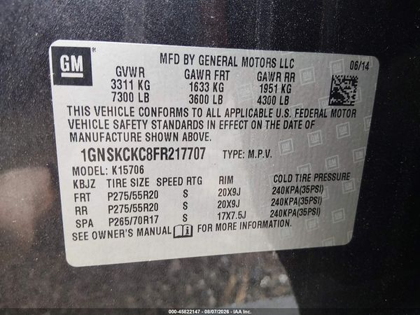 2015 CHEVROLET TAHOE LTZ — I9